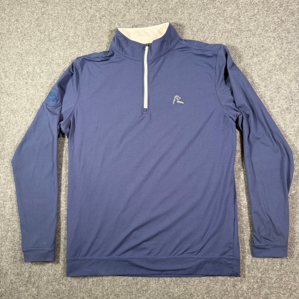 Rhoback Mens Navy Blue GOP Elephant USA Flag Performance Quarter Zip Pullover M